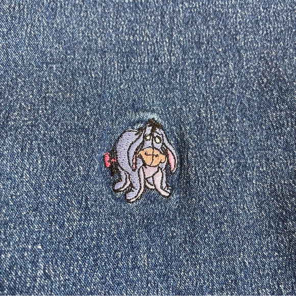 Disney Blue Denim Short Sleeved Snap Front Dress with Eeyore Logo - Picture 3 of 7